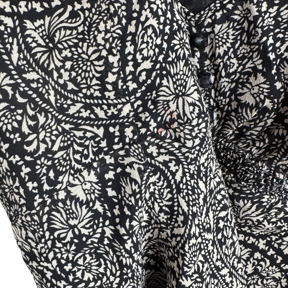 Womens 100% Silk Babydoll Top Size 10 Romantic Peasant Paisley Feminine Blouse - Picture 4 of 12